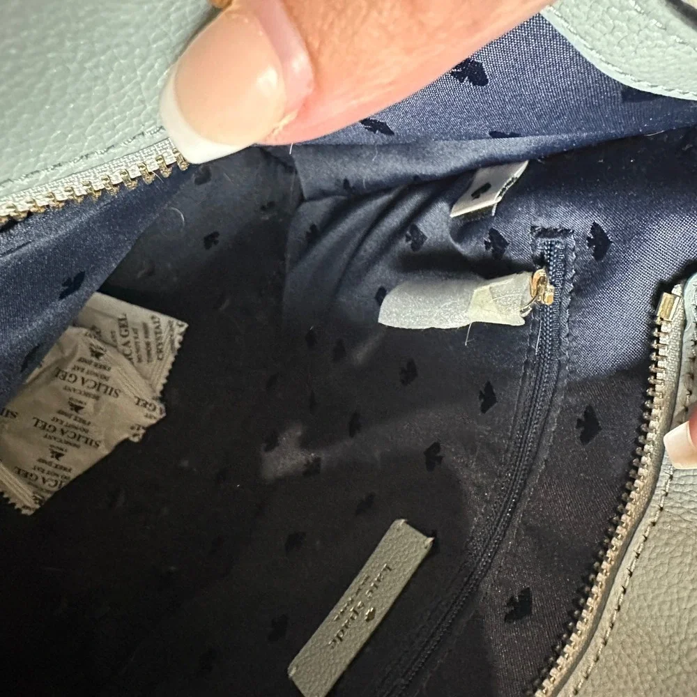New! Kate Spade Rowe Medium‎ Top Zip Satchel Pebble Leather in Avalon Mist